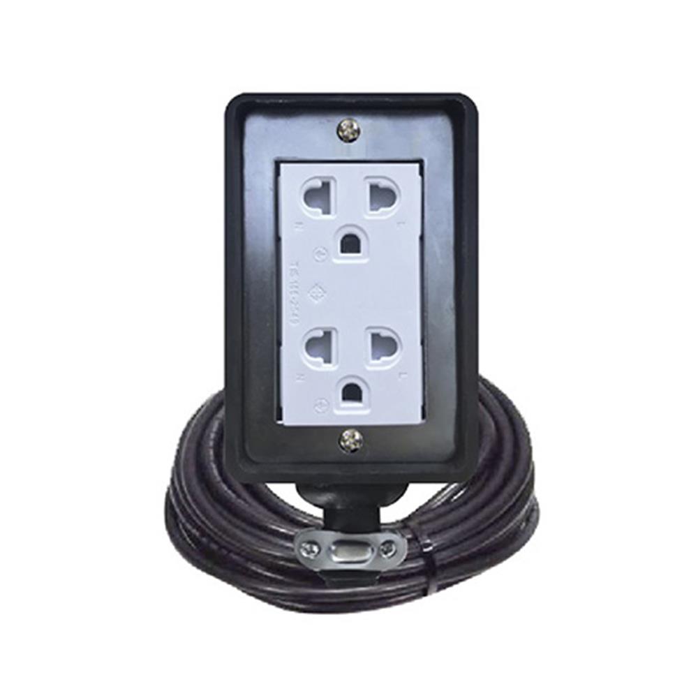 บล็อกยาง 2x4 พร้อมสาย VCT3x1.5 2ช่อง ELECTON ERB-P231510 10 เมตร สีดำ