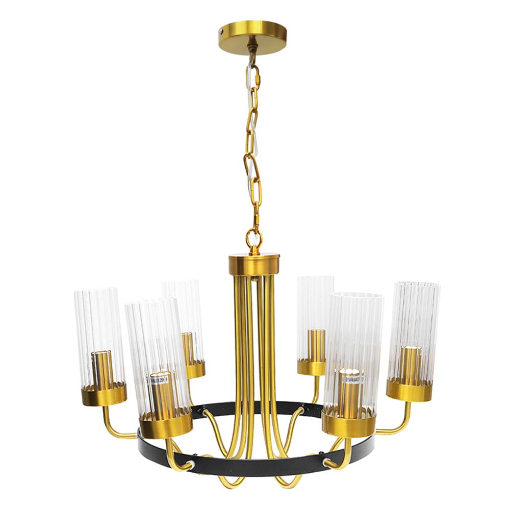 ไฟช่อ CARINI YJD-069-6 สีใส/ทอง/ดำ 6 หัว