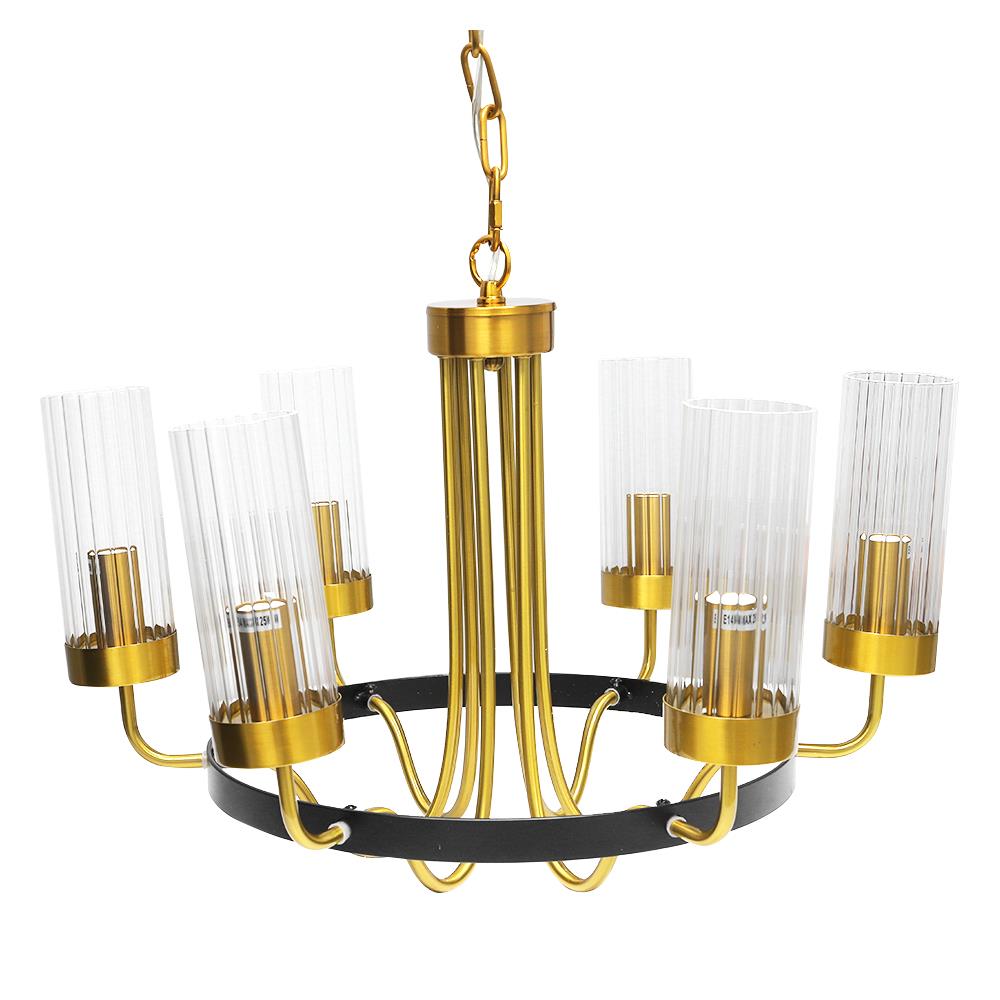 ไฟช่อ CARINI YJD-069-6 สีใส/ทอง/ดำ 6 หัว