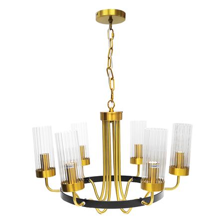 ไฟช่อ CARINI YJD-069-6 สีใส/ทอง/ดำ 6 หัว_0