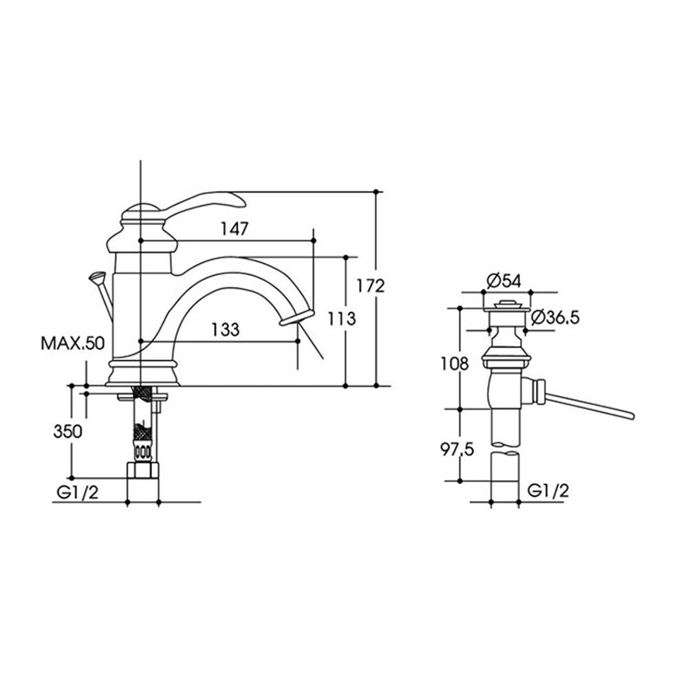 ก๊อกอ่างล้างหน้า ผสม  K-8657T-B-BV