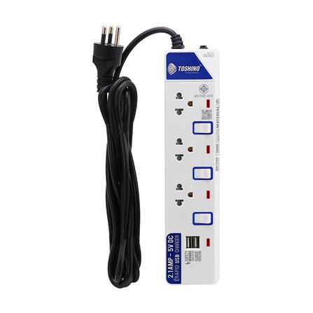 รางปลั๊กไฟ 3 ช่อง 3 สวิตซ์ 2 USB TOSHINO ET-913 3 ม._1
