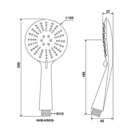 ชุดฝักบัวสายอ่อน 3 ระดับ NOVABATH NVB-HS039 สีโครม_2