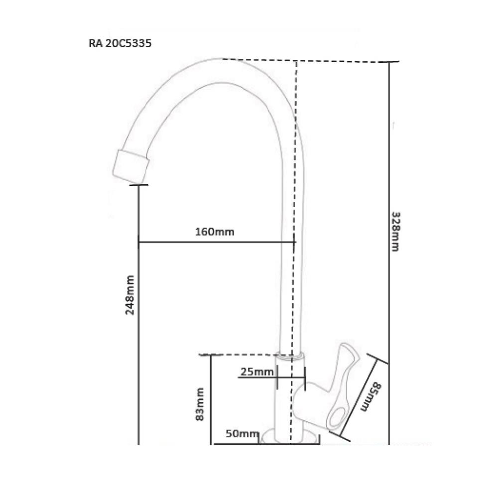 ก๊อกซิงค์เดี่ยวเคาน์เตอร์ RASLAND RA 20C5335 สีเงิน