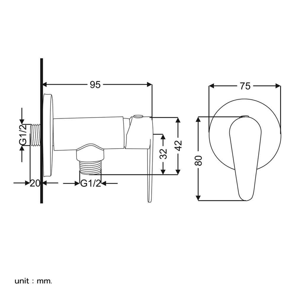 วาล์วฝักบัว 1 ทาง RASLAND RA SS-0290