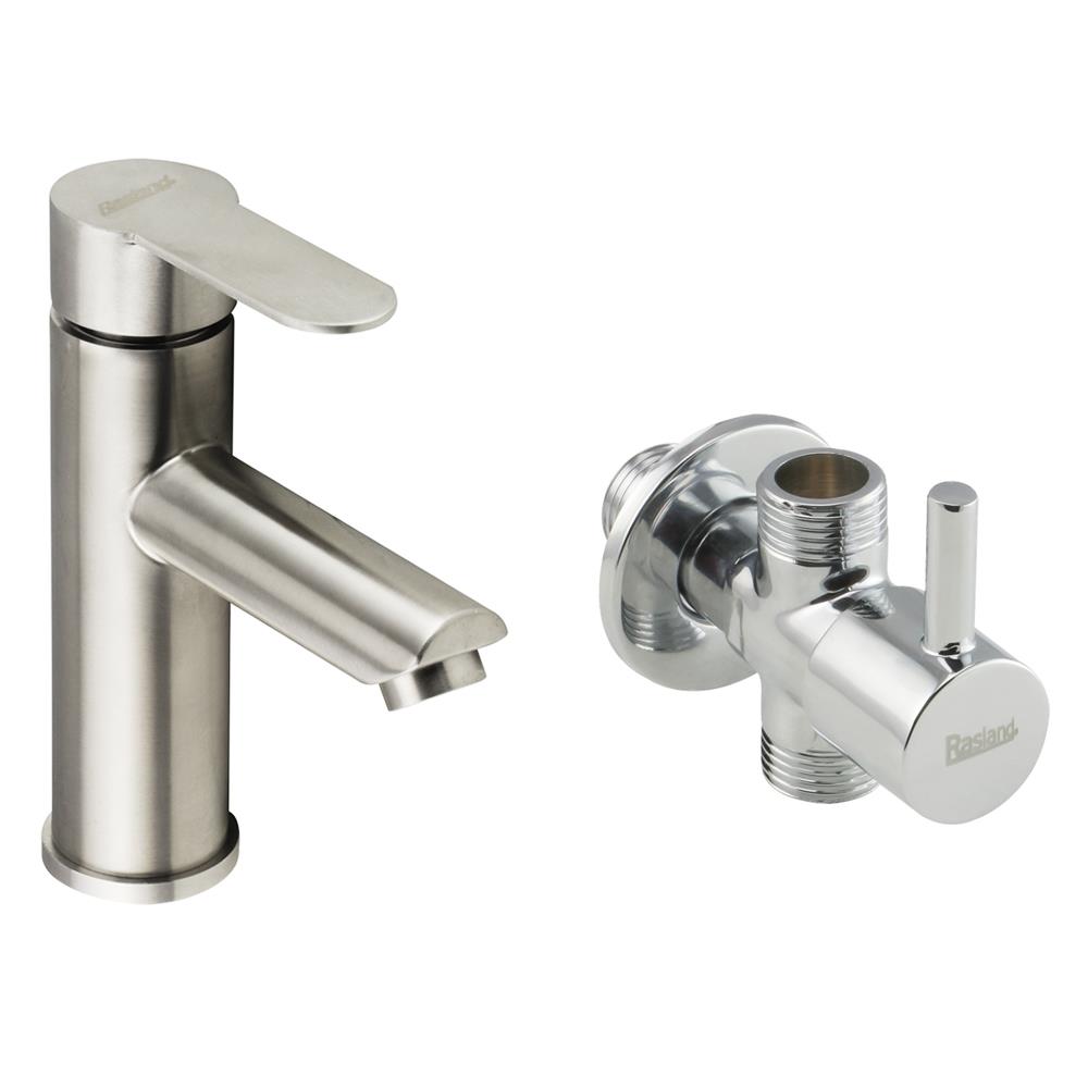ก๊อกอ่างล้างหน้าผสม พร้อมสต๊อปวาล์ว RASLAND RA SS-4003-STOP สีโครม
