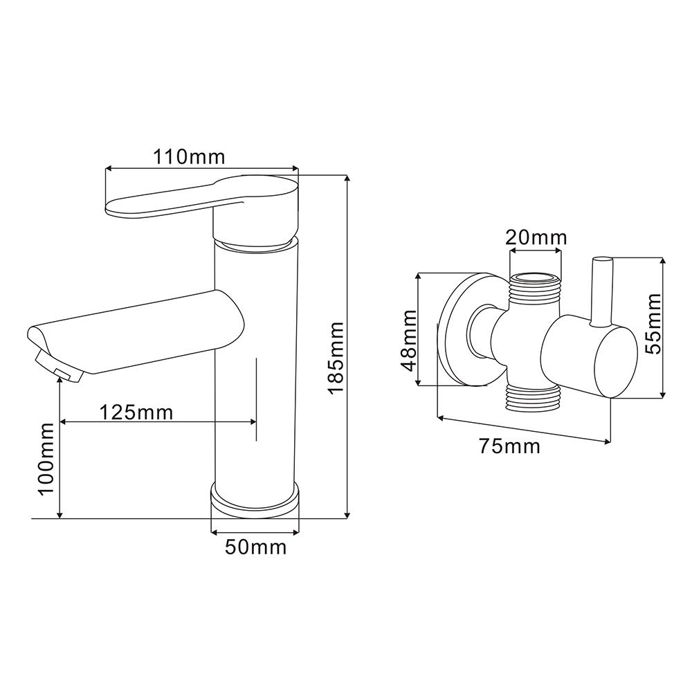 ก๊อกอ่างล้างหน้าผสม พร้อมสต๊อปวาล์ว RASLAND RA SS-4003-STOP สีโครม