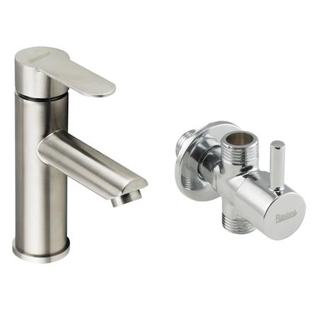 ก๊อกอ่างล้างหน้าผสม พร้อมสต๊อปวาล์ว RASLAND RA SS-4003-STOP สีโครม