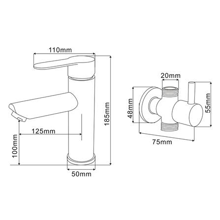 ก๊อกอ่างล้างหน้าผสม พร้อมสต๊อปวาล์ว RASLAND RA SS-4003-STOP สีโครม_5