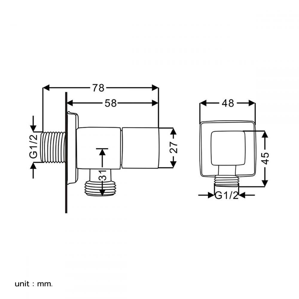 สต็อปวาล์ว 1ทาง RASLAND RA 40F6334 สีโครม