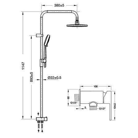 ชุดฝักบัว RAIN SHOWER HAFELE 495.61.606 สีโครม_2