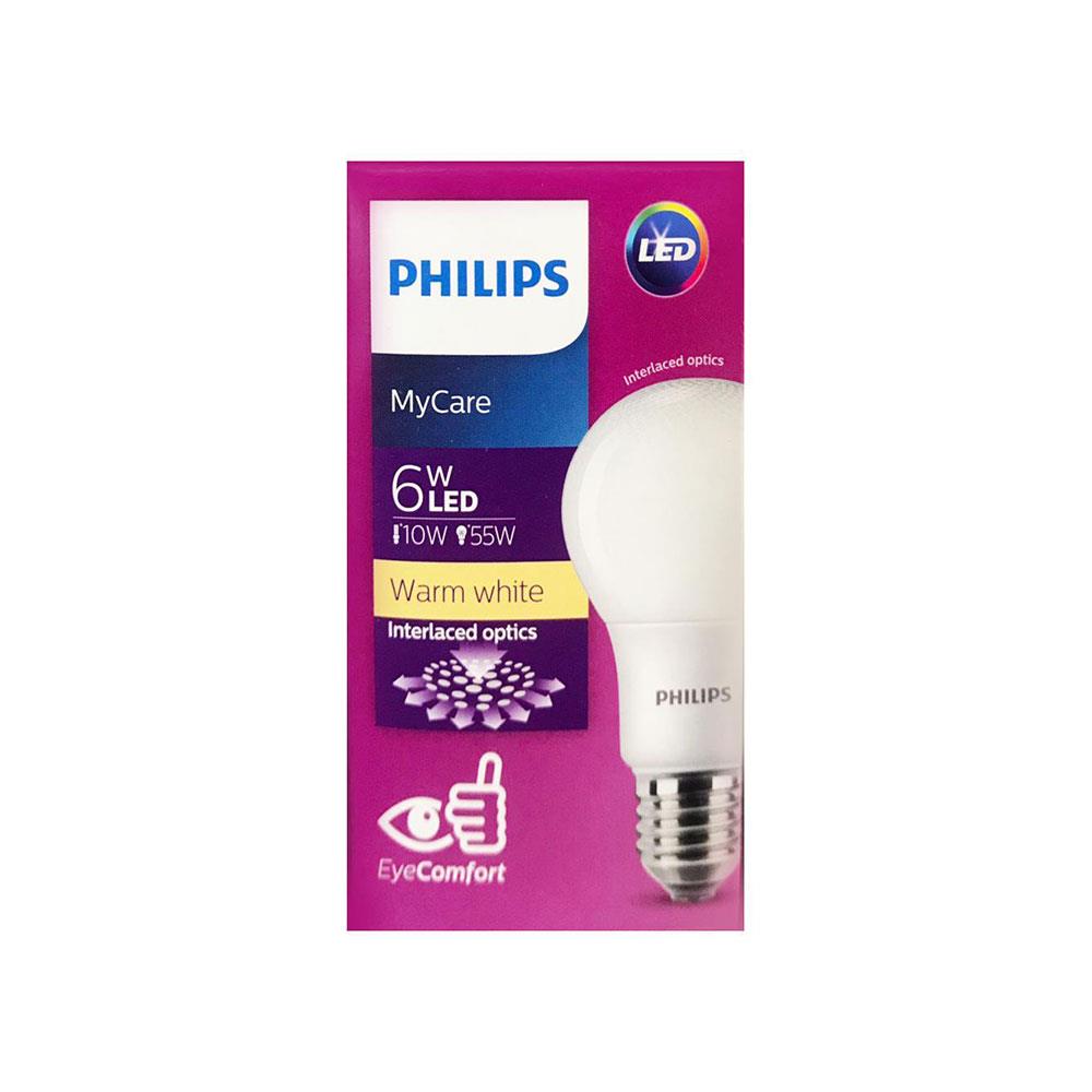 หลอด LED PHILIPS A60 E27 6วัตต์ สีขาวเหลือง