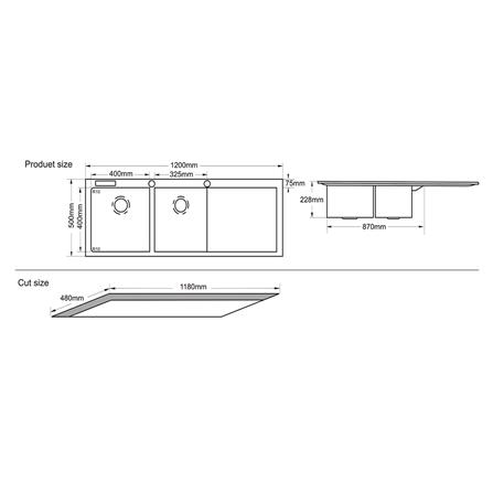 ซิงค์ฝัง 2 หลุม 1 ที่พัก TECNOPLUS 2130UD สเตนเลส_1