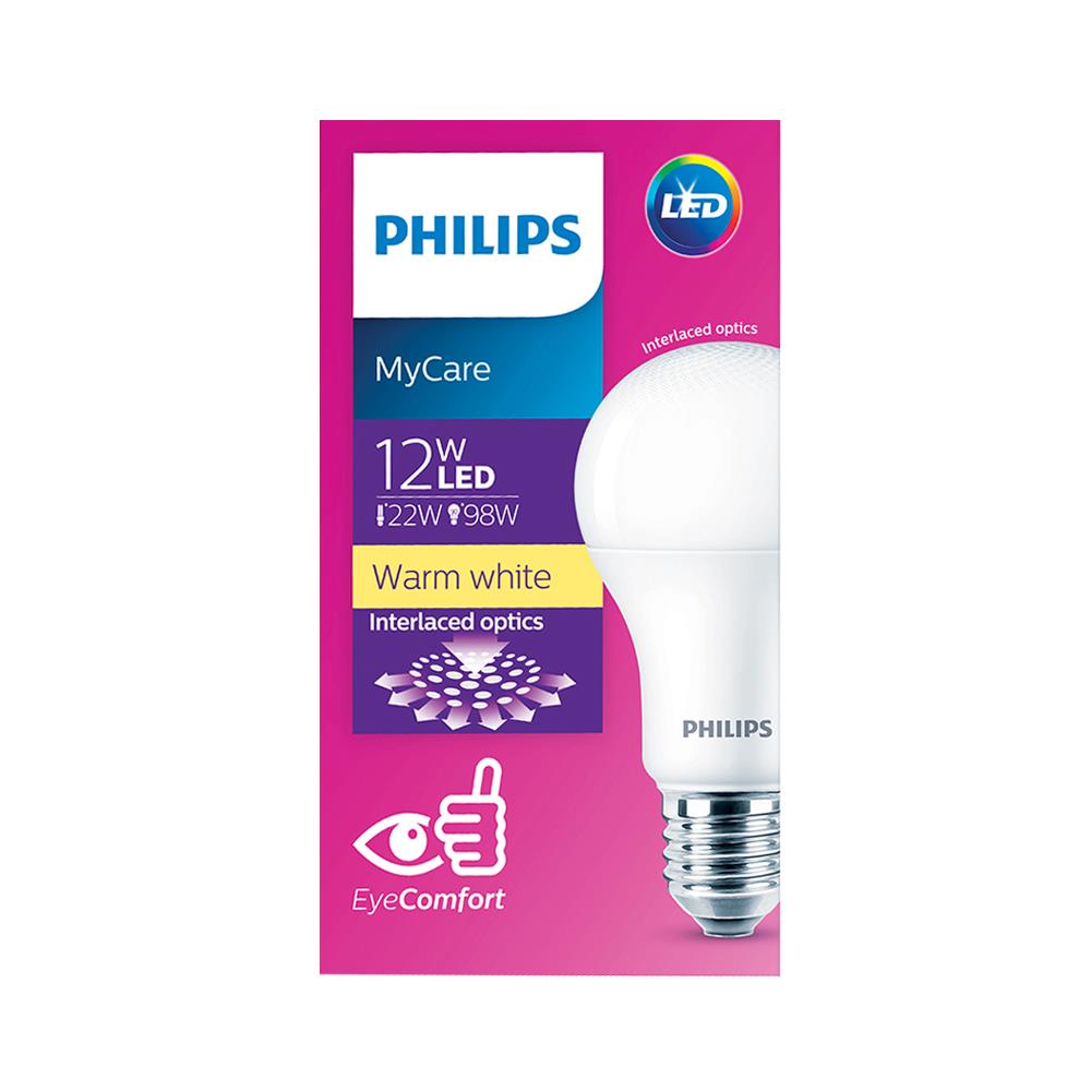 หลอด LED Bulb PHILIPS E27 12วัตต์ สีเหลืองขาว