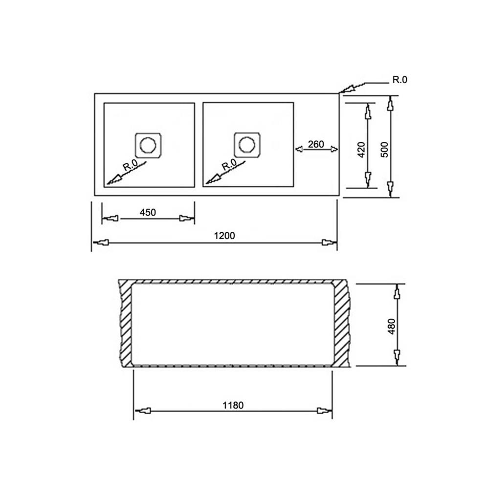 ซิงค์ฝังสแควร์ 2หลุม 1ที่พักซ้าย TEKA TQB R10 2B1D สเตนเลส