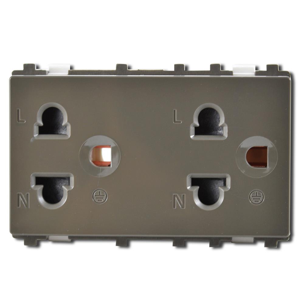 เต้ารับคู่ 3 ขา มีม่านนิรภัย SCHNEIDER 84426LUES2_BZ สีน้ำตาล