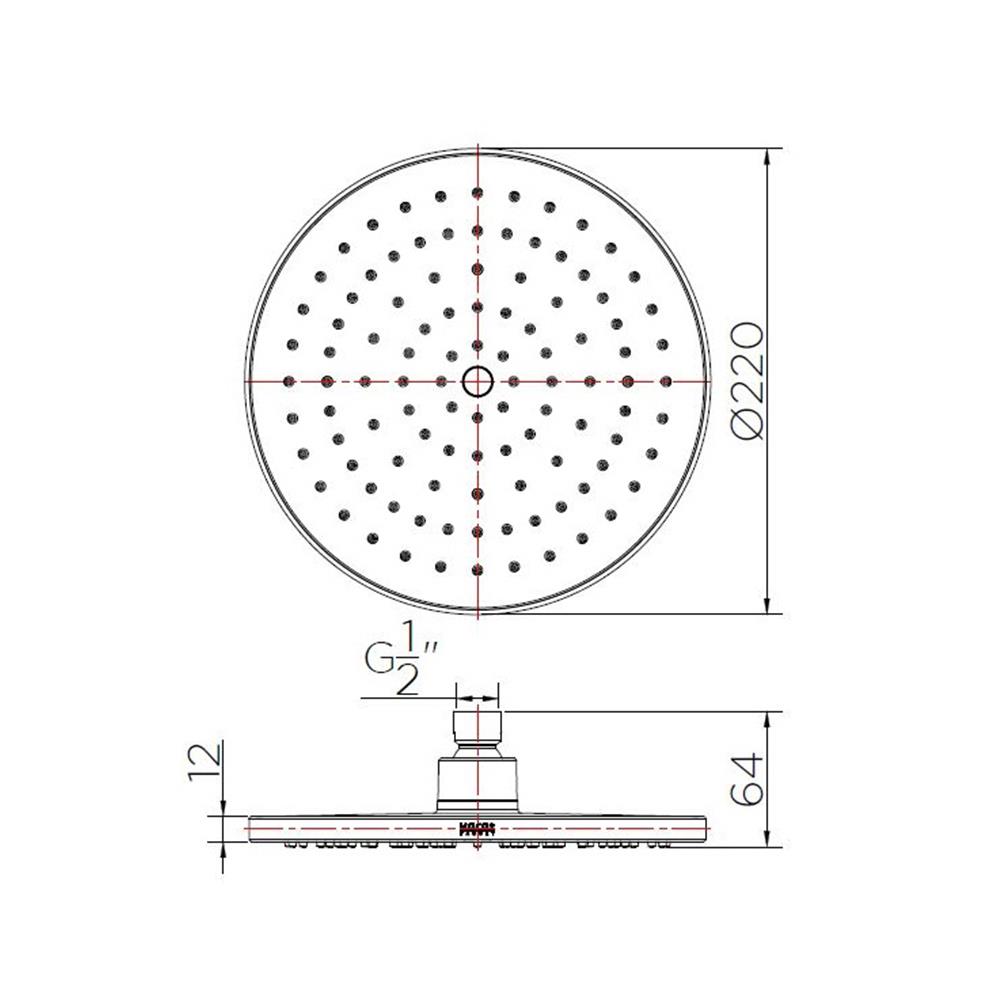หัวฝักบัวก้านแข็ง KARAT FAUCET OH KS-22-313-50 22 ซม.