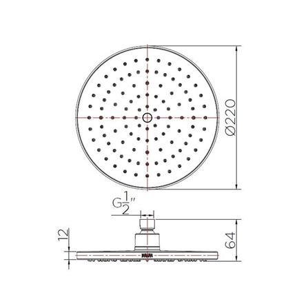 หัวฝักบัวก้านแข็ง KARAT FAUCET OH KS-22-313-50 22 ซม._4