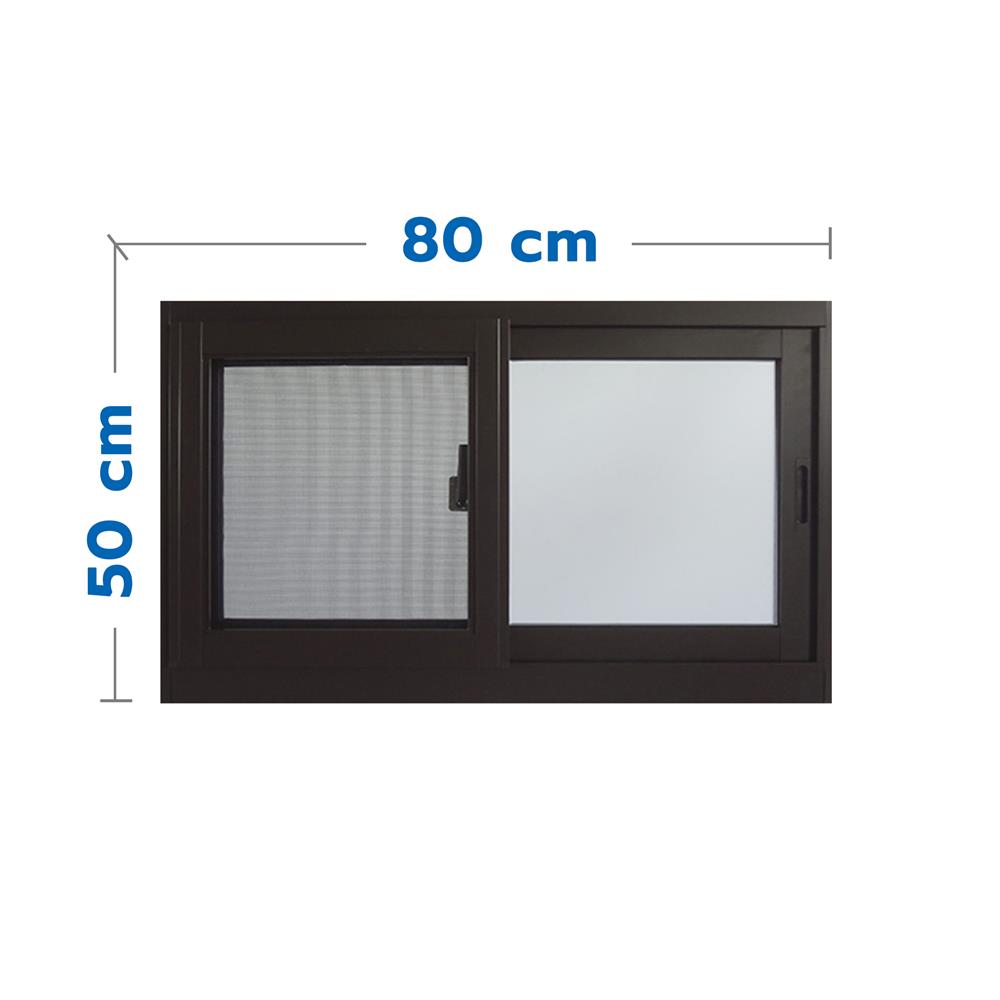 หน้าต่างบานเลื่อน อะลูมิเนียม S-S มุ้ง SANKYOALUMI J-TRUST VENTILATION 80X50 ซม. สีน้ำตาล