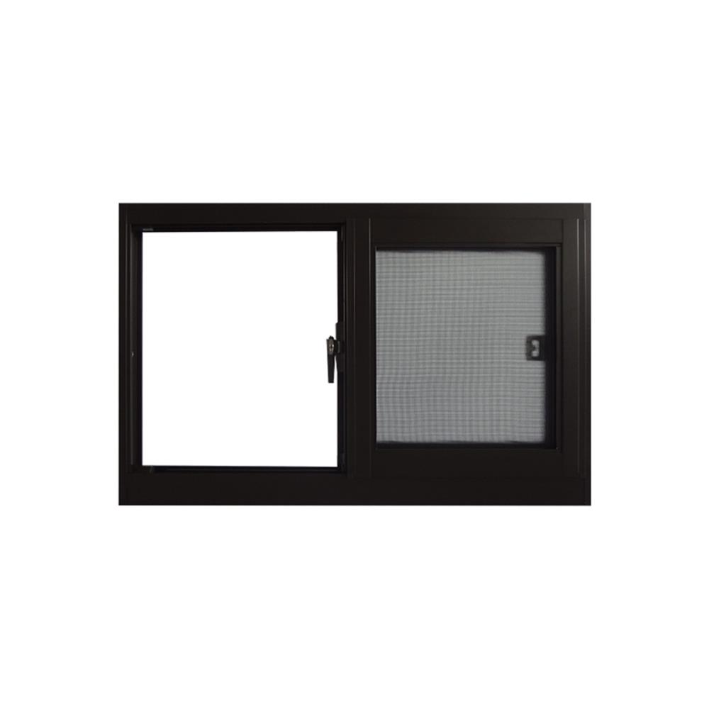 หน้าต่างบานเลื่อน อะลูมิเนียม S-S มุ้ง SANKYOALUMI J-TRUST VENTILATION 80X50 ซม. สีน้ำตาล