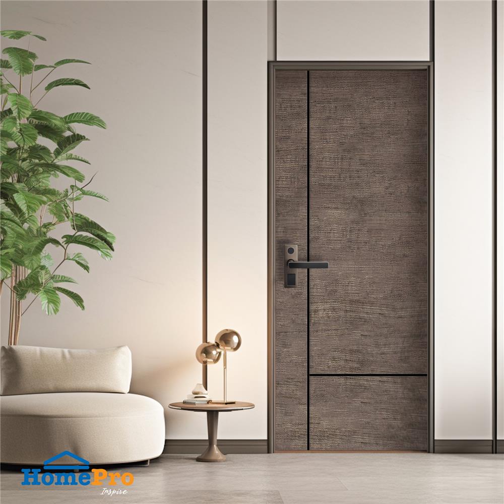ประตูภายใน ไวนิล AZLE MD2 80X200 ซม. สี BROWN CAPPUCCINO เจาะลูกบิด