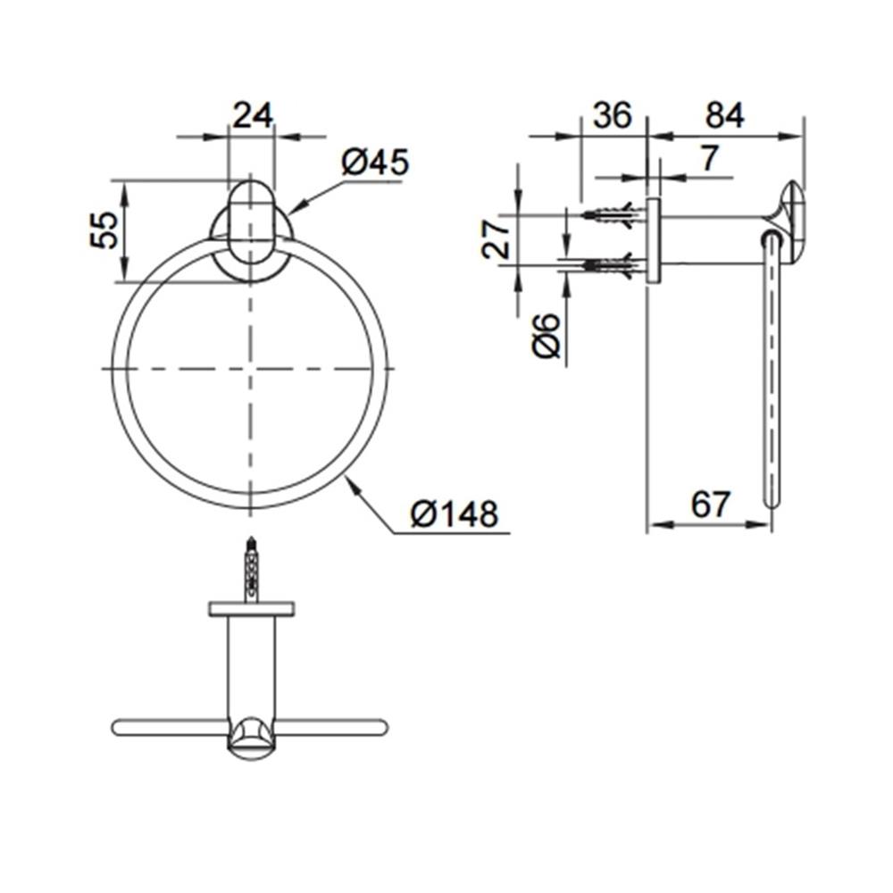 ห่วงแขวนผ้า KOHLER K-97898T-CP สีโครม