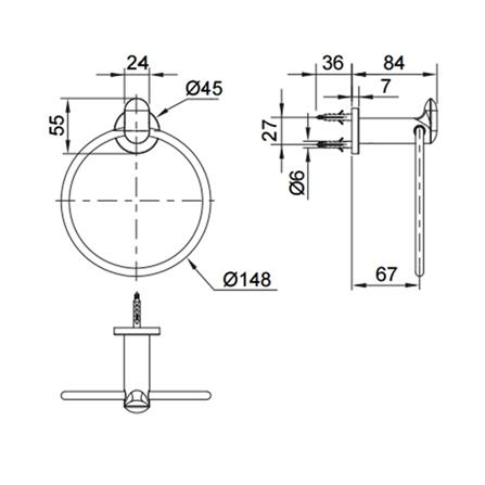 ห่วงแขวนผ้า KOHLER K-97898T-CP สีโครม_1
