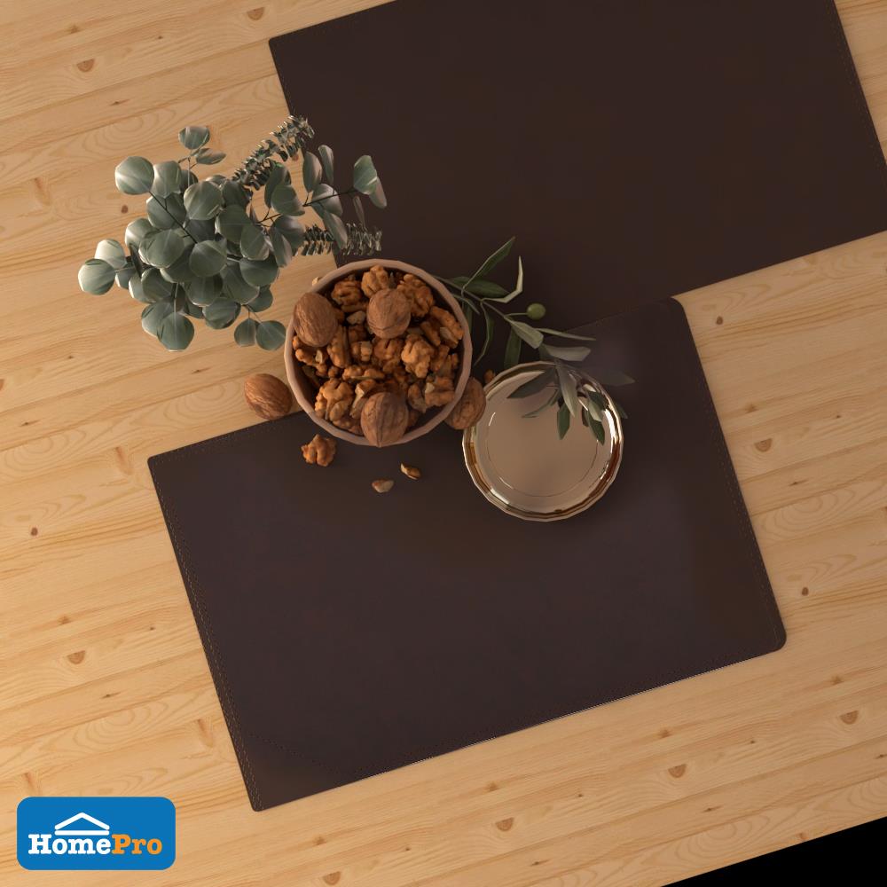 แผ่นรองจาน KAN LEATHER สีน้ำตาลเข้ม