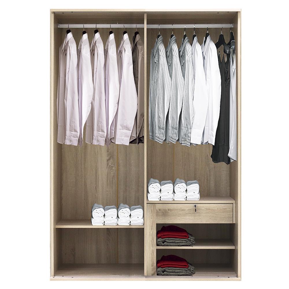 ตู้เสื้อผ้าบานเลื่อน BURO AMPLE WSE-140 140 ซม. สีโซลิดโอ๊ค