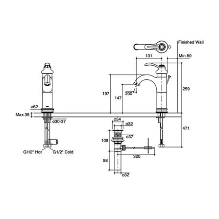 ก๊อกอ่างล้างหน้าผสม KOHLER K-12184T-B-BV_3