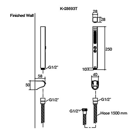 ชุดฝักบัวสายอ่อน 2 ระดับ KOHLER รุ่น K-28693T-CP สีโครม_1