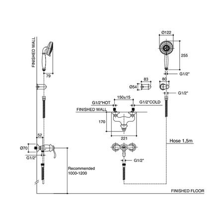 ก๊อกผสมยืนอาบ KOHLER K-72697T-B4-BV สีทอง_1