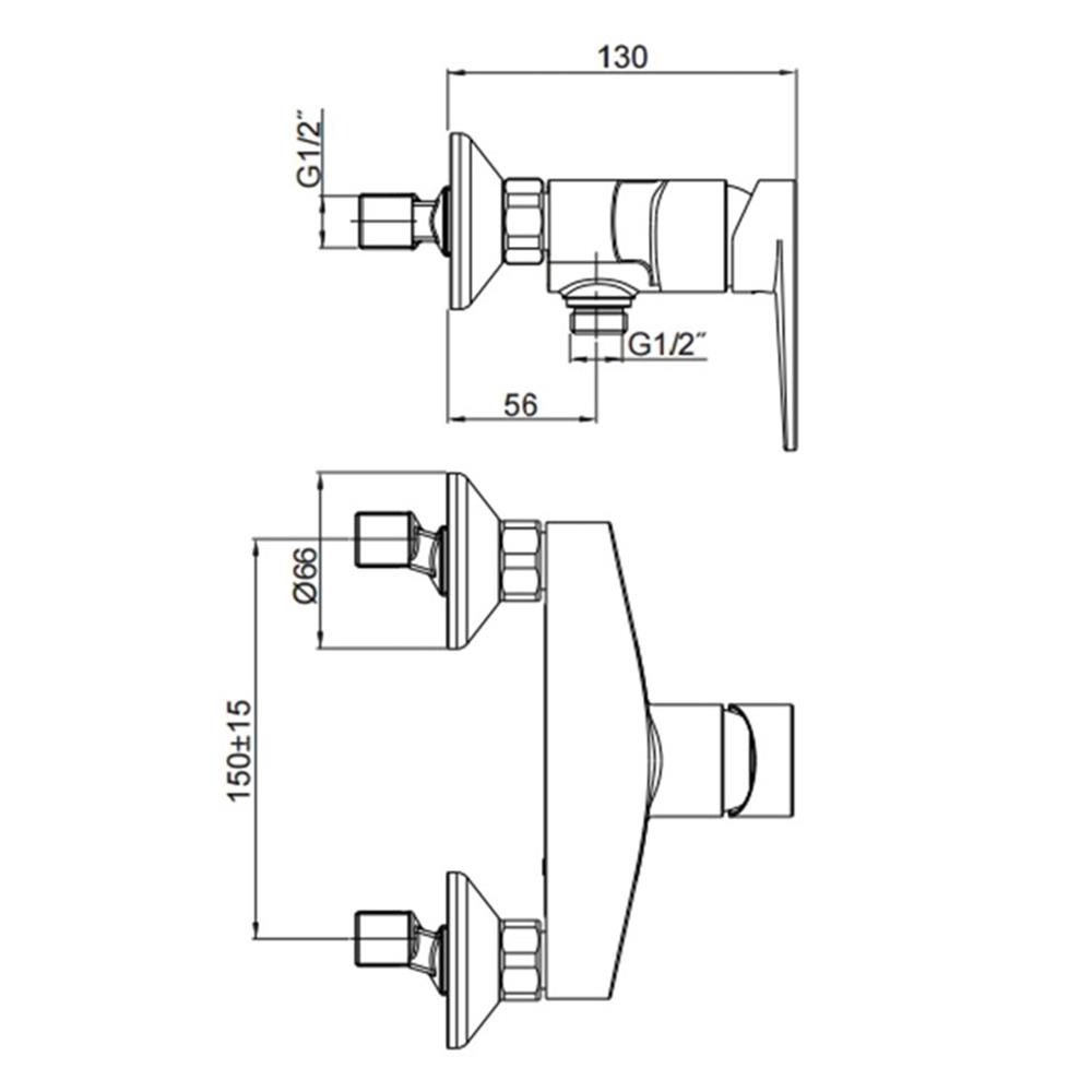 ก๊อกผสมยืนอาบ KOHLER K-73195T-4-CP สีโครม