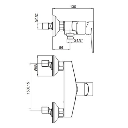 ก๊อกผสมยืนอาบ KOHLER K-73195T-4-CP สีโครม_1
