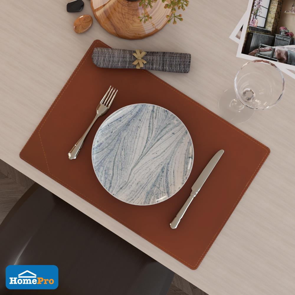 แผ่นรองจาน KAN LEATHER CO-009T สีน้ำตาลอ่อน