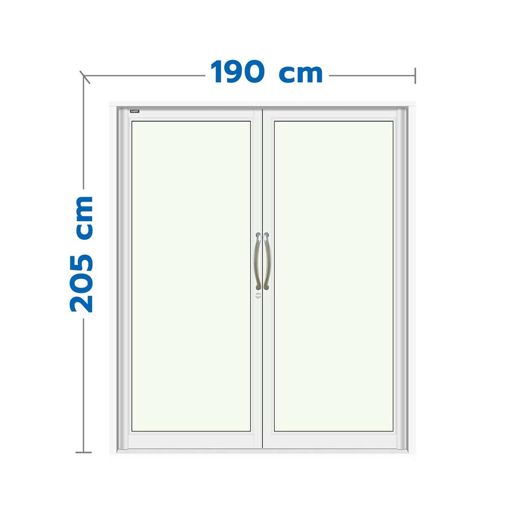 ประตูบานสวิงคู่ อะลูมิเนียม LYNN PRIME 190x205 ซม. สีขาว