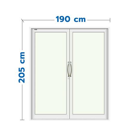 ประตูบานสวิงคู่ อะลูมิเนียม LYNN PRIME 190x205 ซม. สีขาว_0