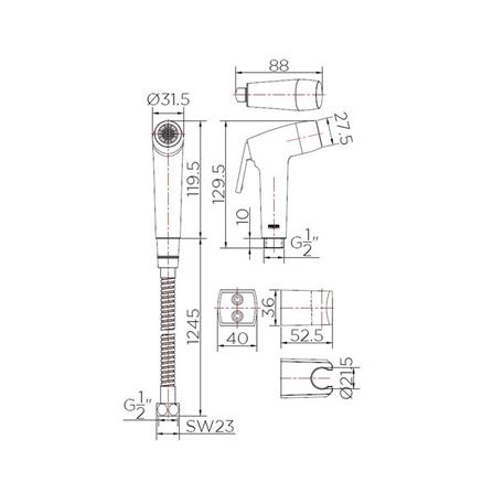 ชุดสายฉีดชำระ KARAT FAUCET KA-17-321-50 โครม_2