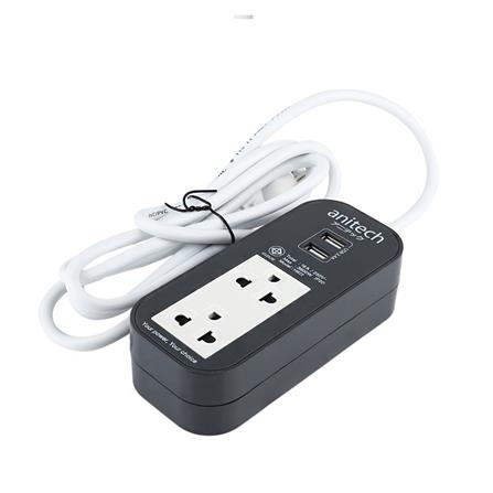 รางปลั๊กไฟ 2 ช่อง 2 USB ANITECH H622 2 ม. สีเทา_1