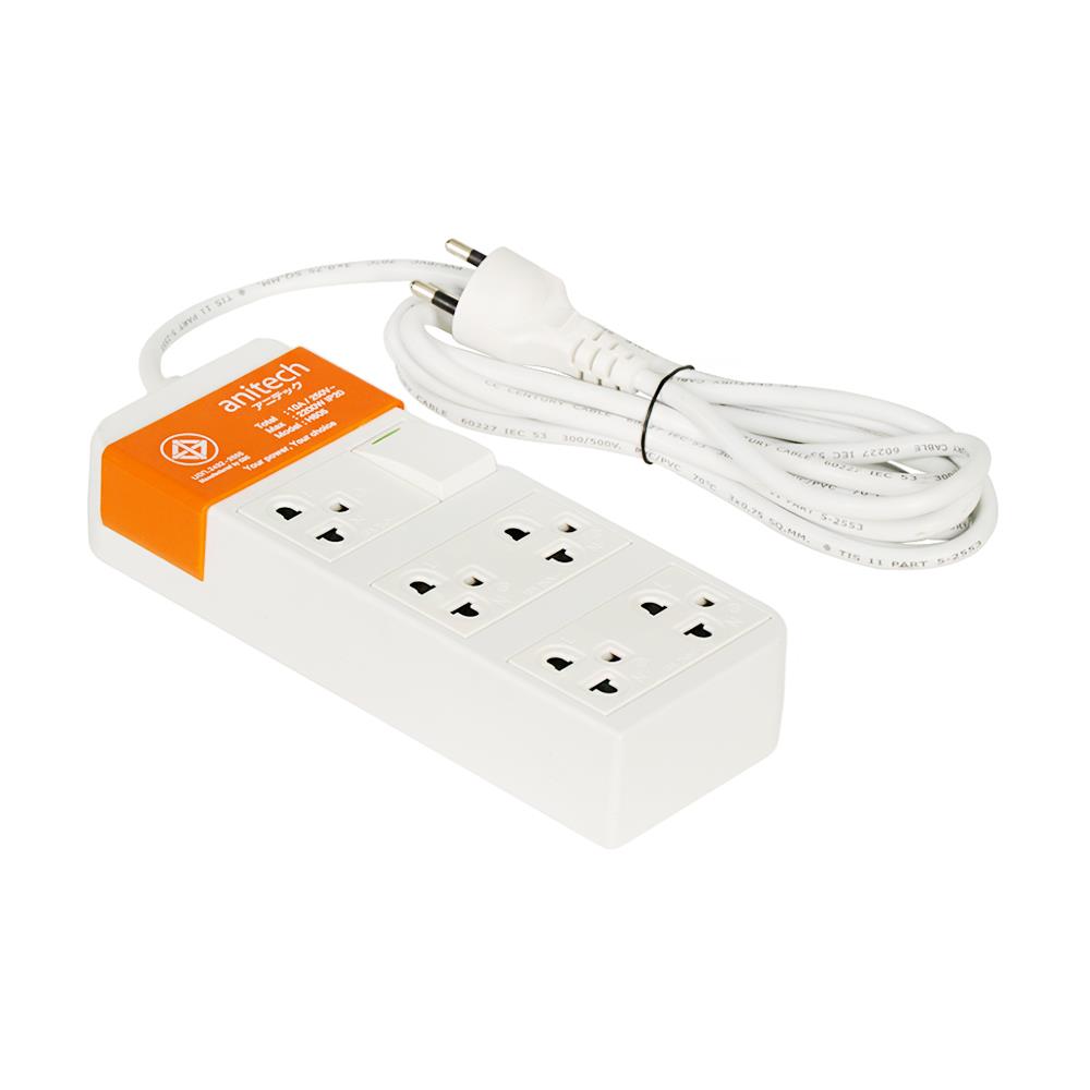 รางปลั๊กไฟ 5 ช่อง 1 สวิตซ์ ANITECH H605 3 ม.