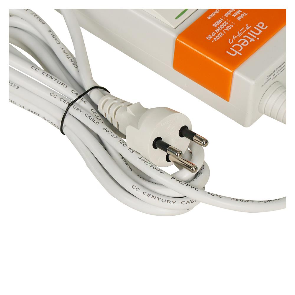 รางปลั๊กไฟ 5 ช่อง 1 สวิตซ์ ANITECH H605 3 ม.