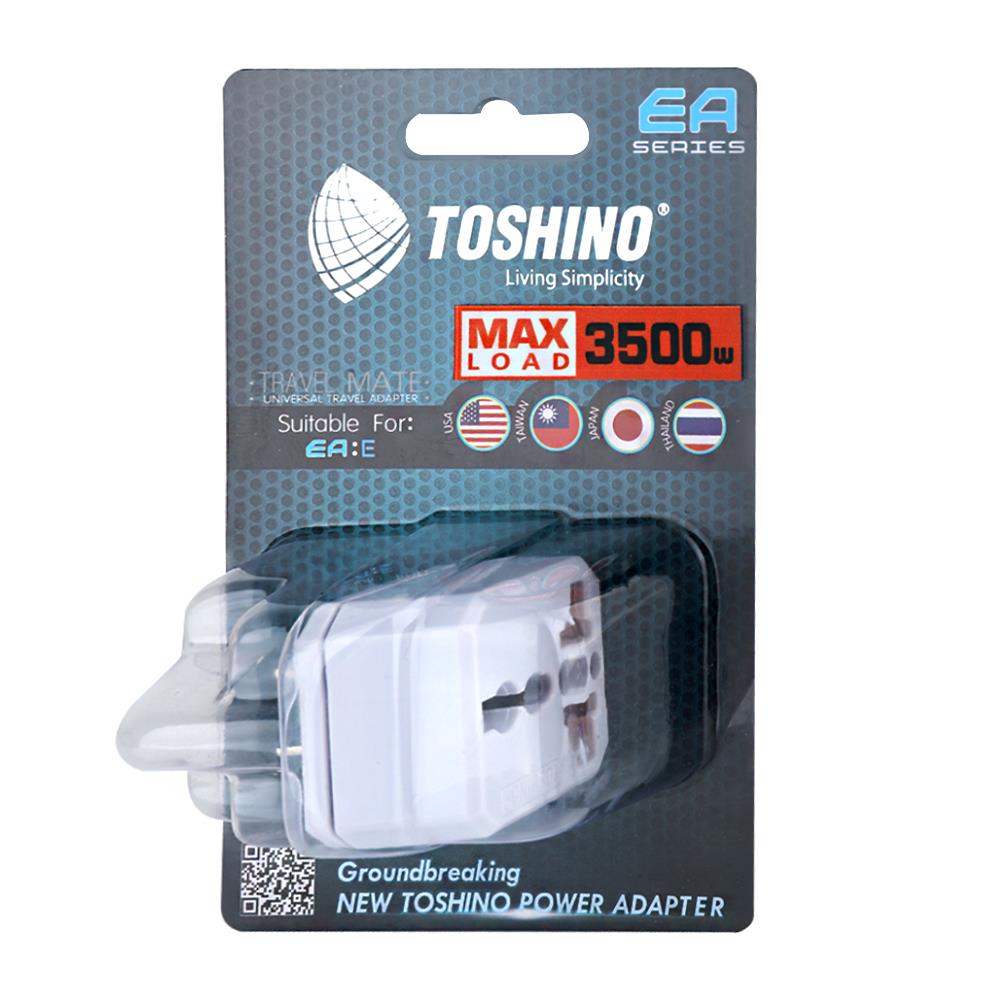 ปลั๊กแปลง 2 ขาแบน TOSHINO EA 3500 วัตต์ สีขาว