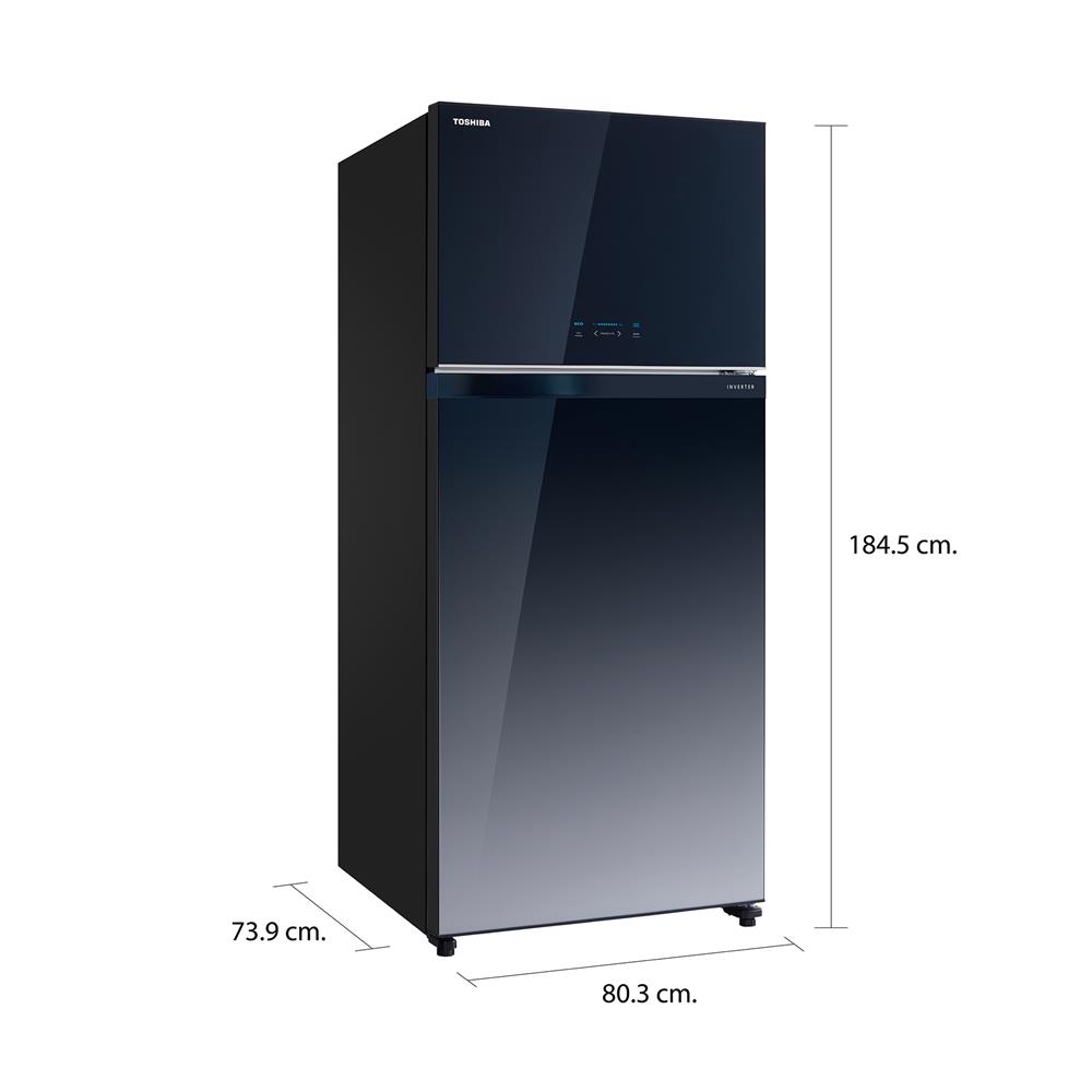 ตู้เย็น 2 ประตู TOSHIBA GR-AG66KA (GG) 21.5 คิว อินเวอร์เตอร์ กระจกน้ำเงิน