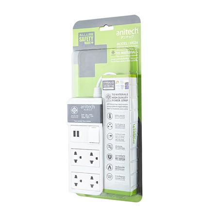 รางปลั๊กไฟ 4 ช่อง 1 สวิตซ์ 2 USB ANITECH H624 3 ม._4