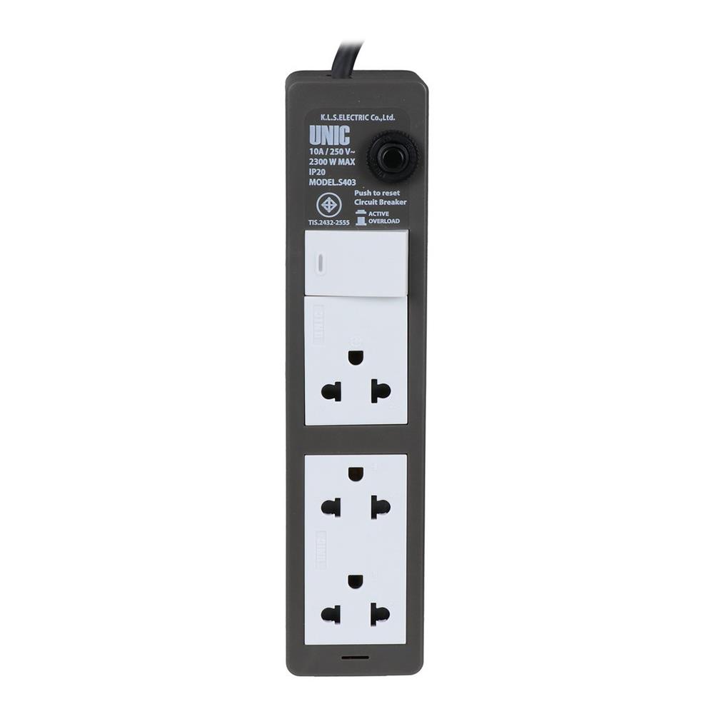 รางปลั๊กไฟ 3 ช่อง 1 สวิตซ์ UNIC S403-1 3 ม.