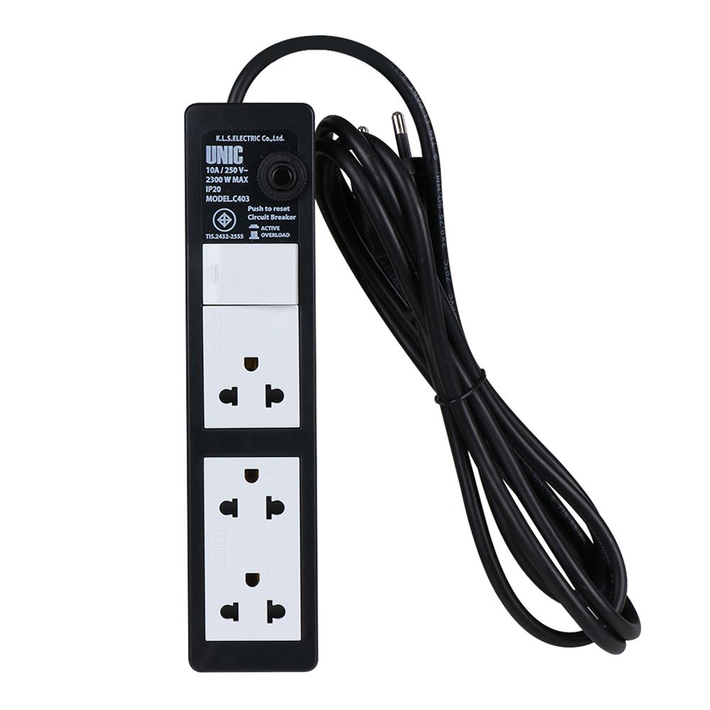 รางปลั๊กไฟ 3 ช่อง 1สวิตซ์ UNIC C403 2 ม.