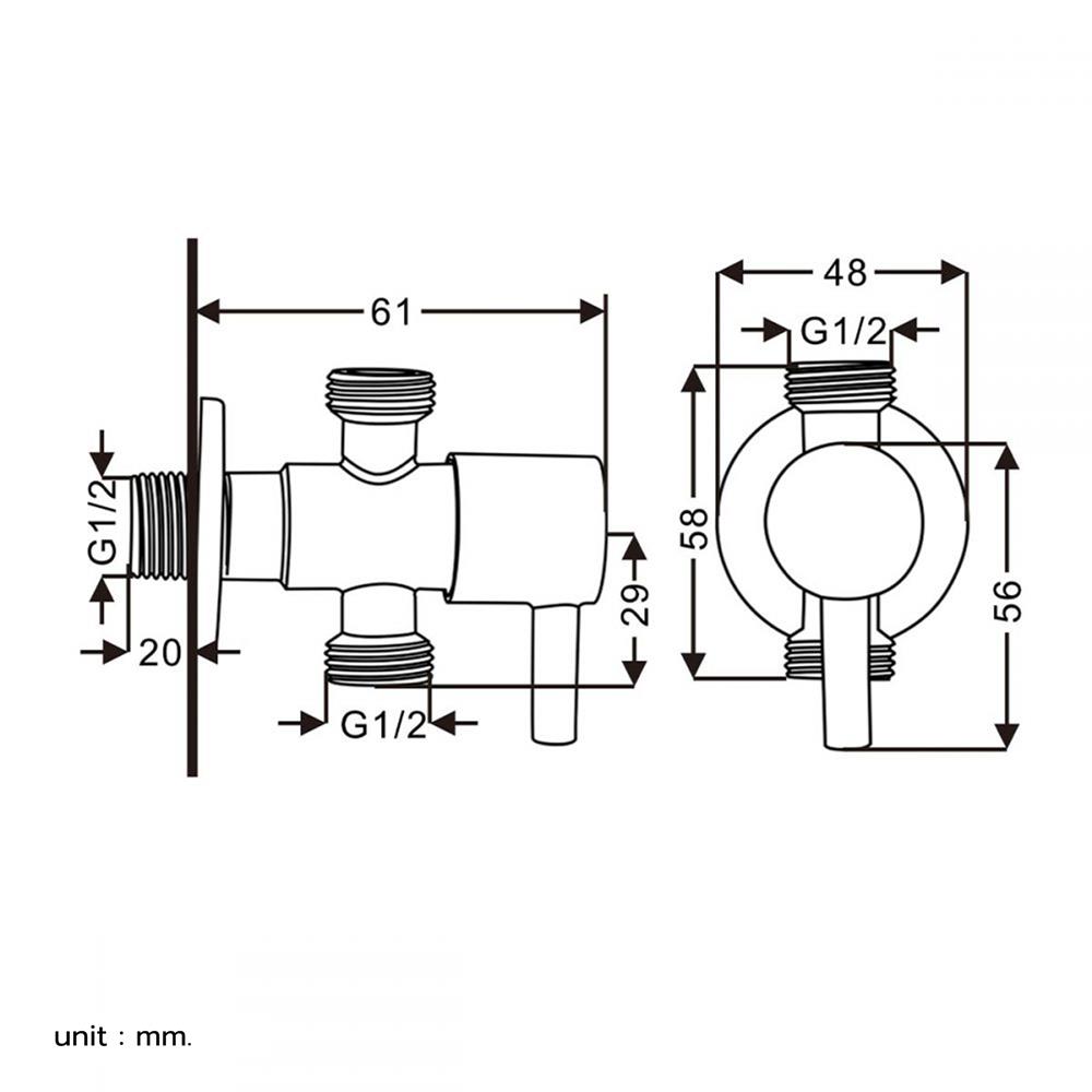 สต๊อปวาล์ว 2 ทาง RASLAND RA 3335233 สีโครม