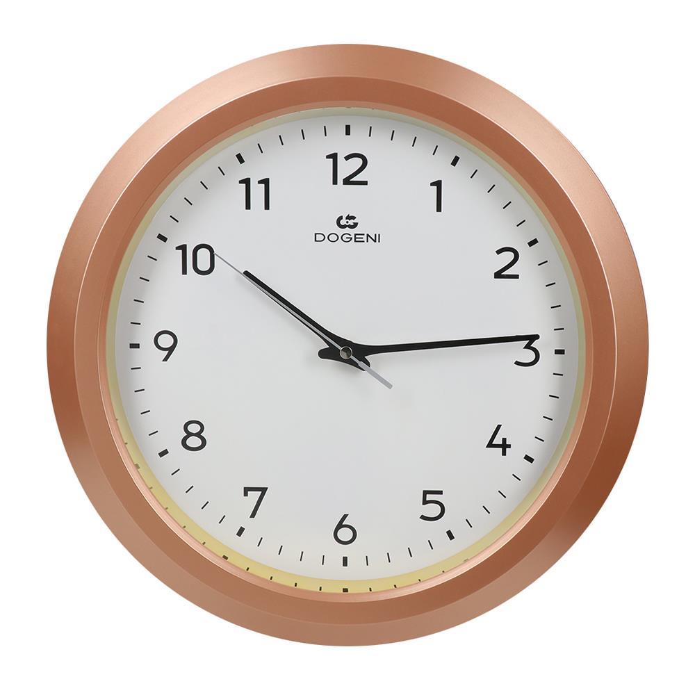นาฬิกาแขวนผนังพลาสติก DOGENI 14.5นิ้ว สีทอ-งชมพู