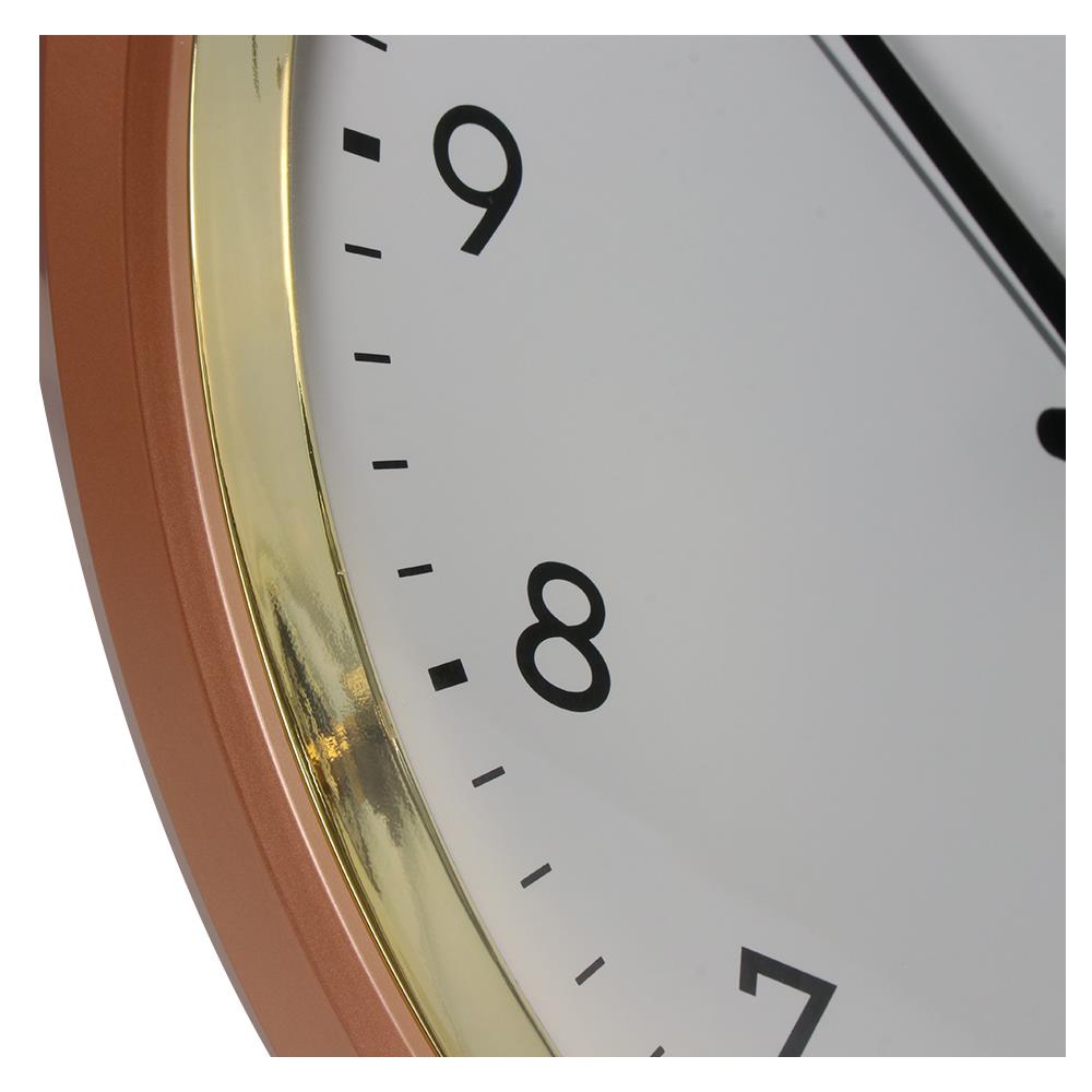 นาฬิกาแขวนผนังพลาสติก DOGENI 14.5นิ้ว สีทอ-งชมพู