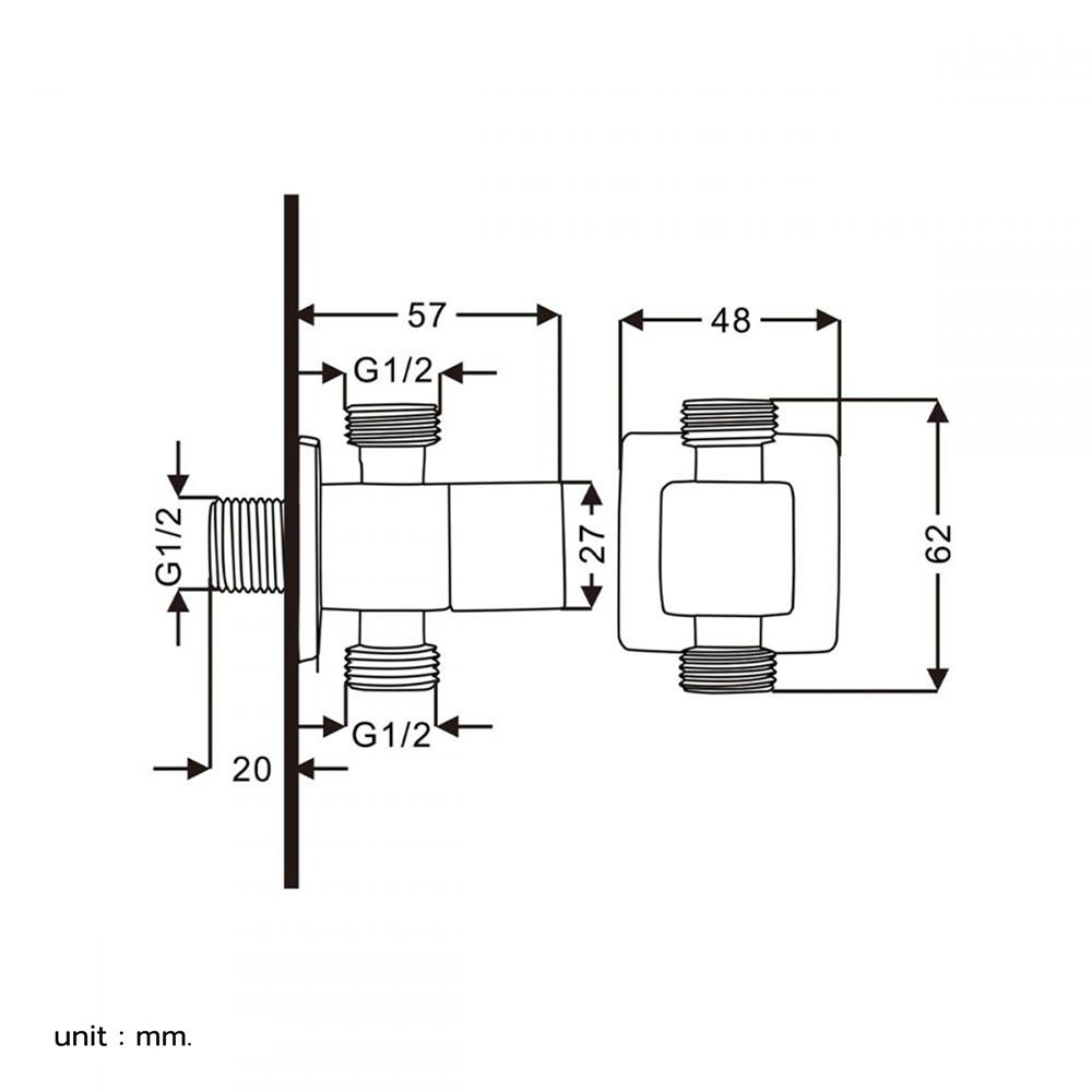 สต๊อปวาล์ว 2 ทาง RASLAND RA 40F8899 สีโครม